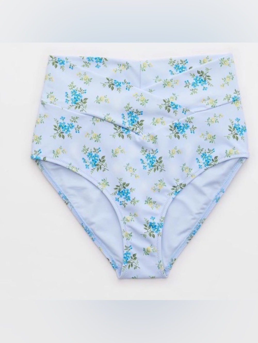 Aerie High-Waisted Crossover Floral Bikini Bottoms - Picture 2 of 3